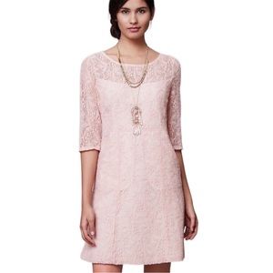 Maeve Anthropologie Lefkara Lace Boho Embroidered A-line Dress Blush Pink S